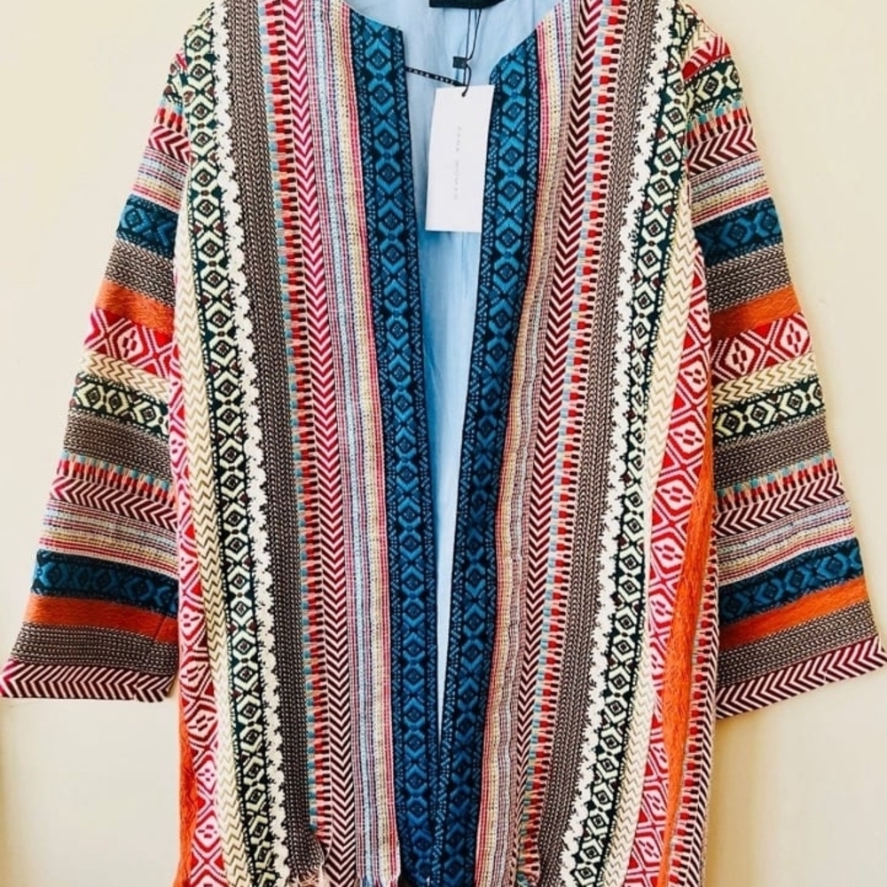 Zara Multicolor Patterned Cape Jacket - image 2